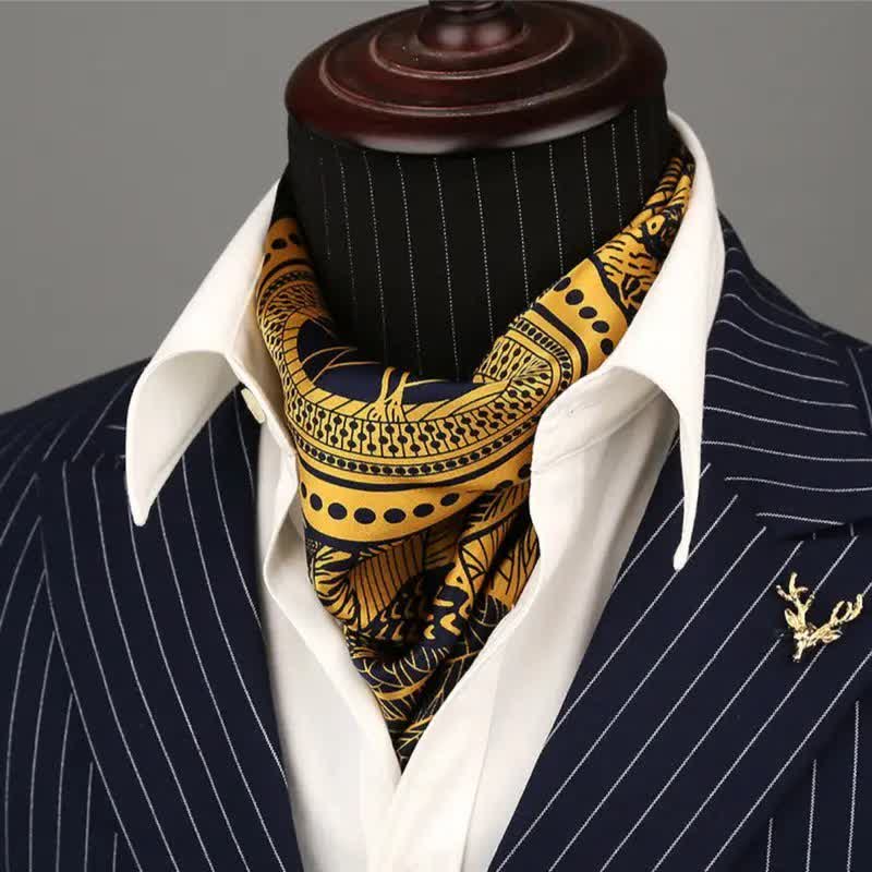 Men's Tropical Rainforest Print Mulberry Silk Square Cravat - image 0
