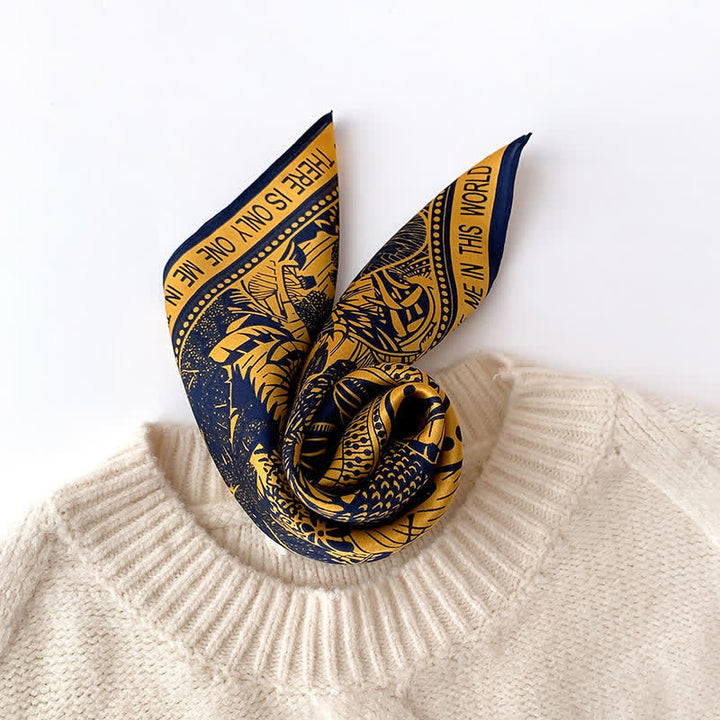 Men's Tropical Rainforest Print Mulberry Silk Square Cravat