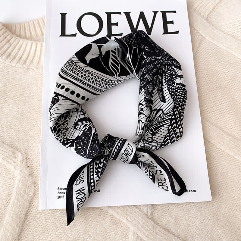 Men's Tropical Rainforest Print Mulberry Silk Square Cravat - image 9