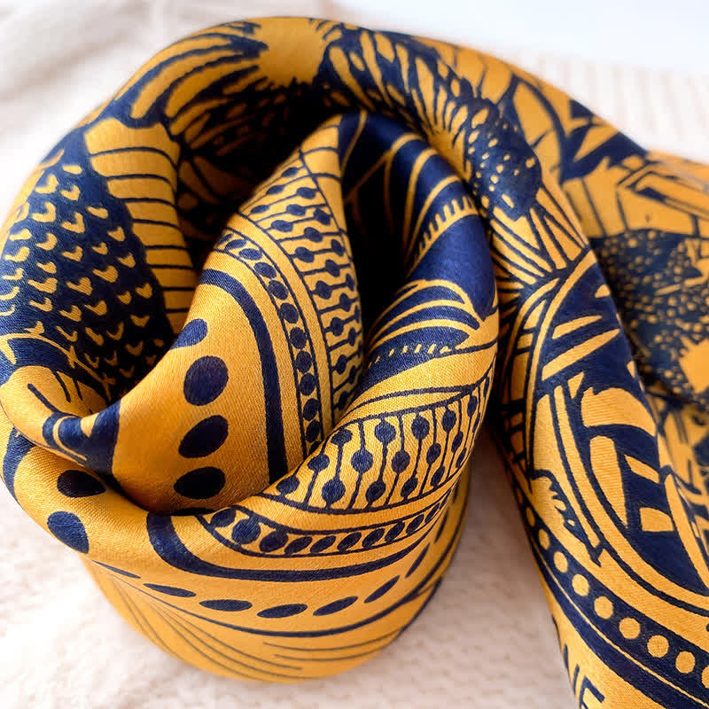 Men's Tropical Rainforest Print Mulberry Silk Square Cravat