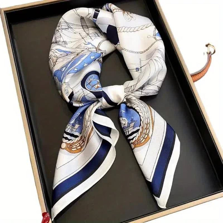 Men's Nautical Pattern Luxury Fashion Silk Square Cravat