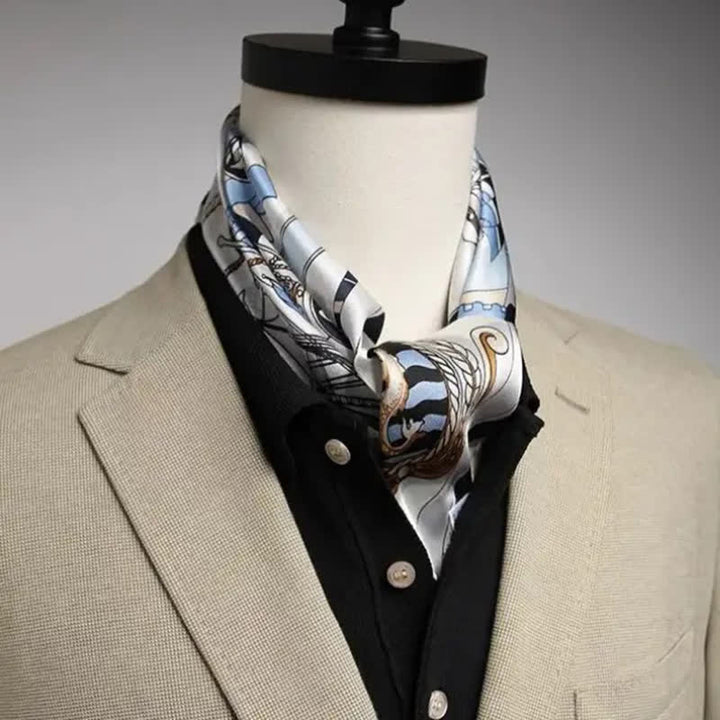 Men's Nautical Pattern Luxury Fashion Silk Square Cravat
