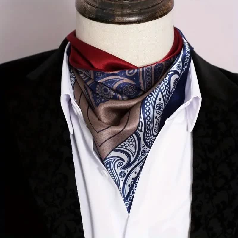 Men's Elegant Paisley Color Matching Imitated Silk Square Scarf - image 0