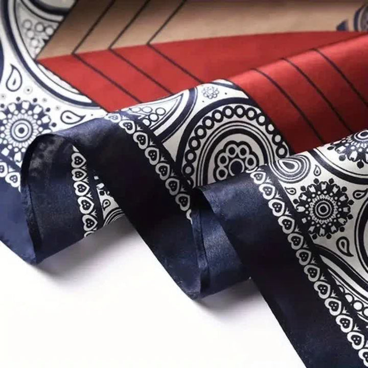 Men's Elegant Paisley Color Matching Imitated Silk Square Scarf - image 6
