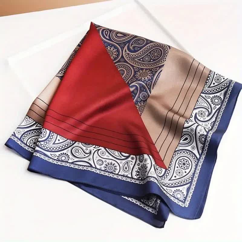 Men's Elegant Paisley Color Matching Imitated Silk Square Scarf - image 5