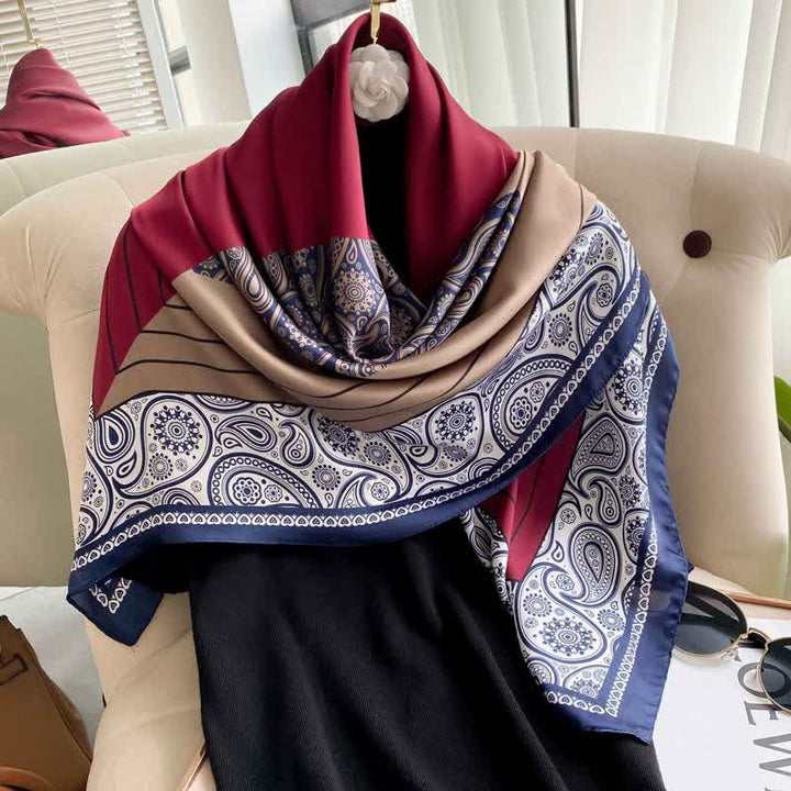 Men's Elegant Paisley Color Matching Imitated Silk Square Scarf