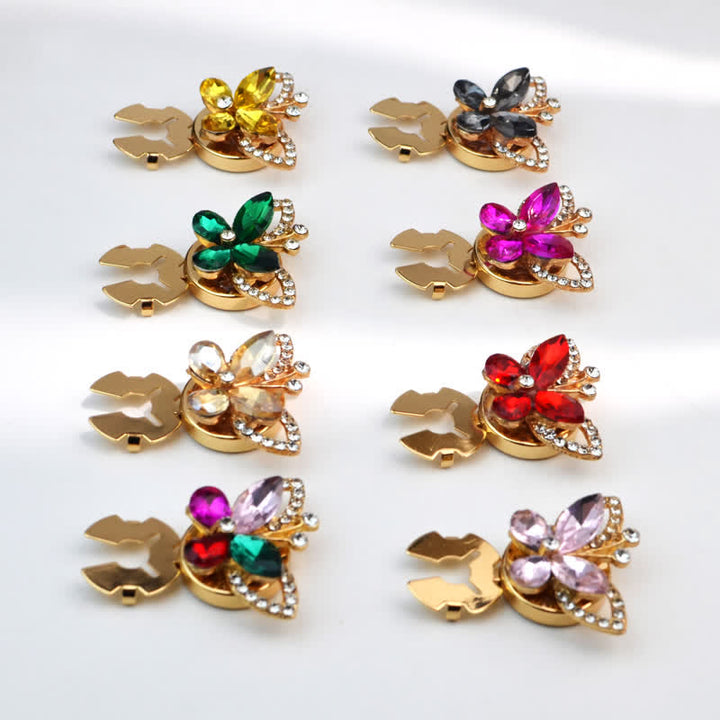 1 Pair Rhinestone Crystal Butterfly Snap-On Shirt Button Covers