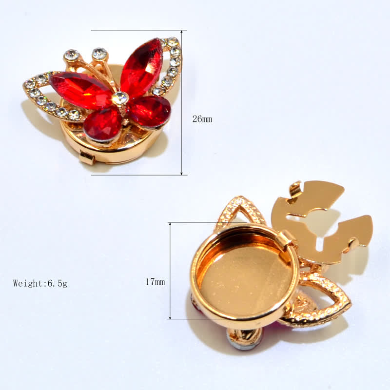 1 Pair Rhinestone Crystal Butterfly Snap-On Shirt Button Covers