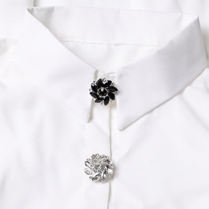 1 Pair Crystal Flower Rhinestone Snap-On Shirt Button Covers - image 4