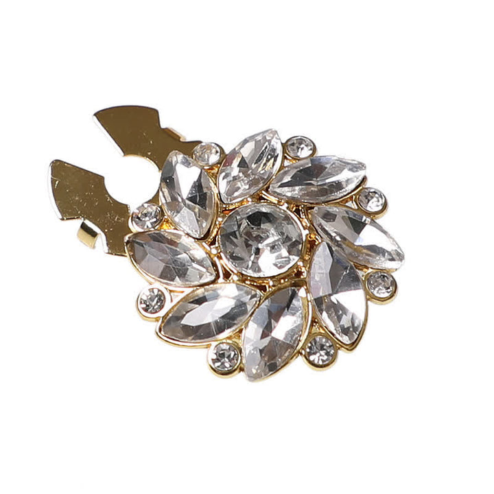 1 Pair Crystal Flower Rhinestone Snap-On Shirt Button Covers - Gold & White - image 6