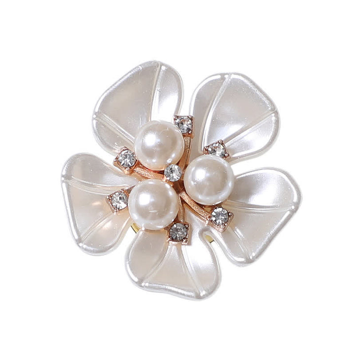 1 Pair Gardenia Flower Pearl Bud Snap-On Shirt Button Covers