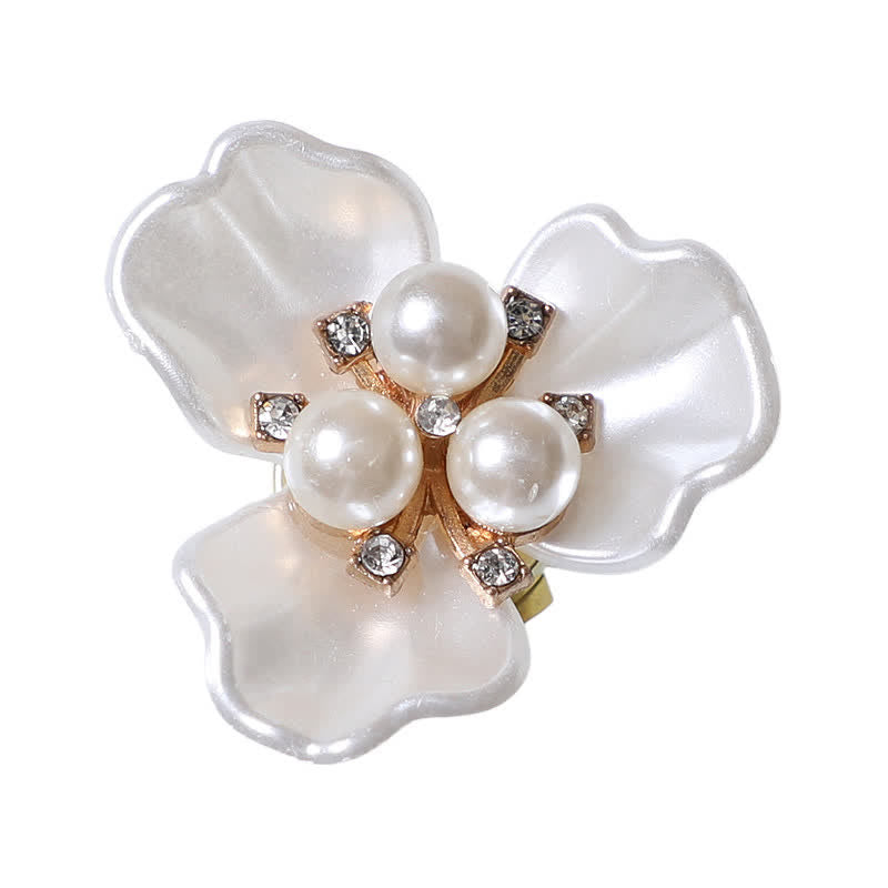 1 Pair Gardenia Flower Pearl Bud Snap-On Shirt Button Covers