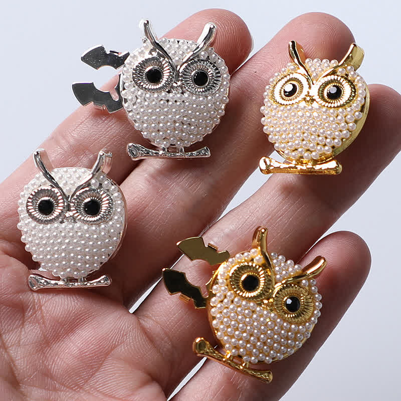 1 Pair Mini Pearls Owl Snap-On Shirt Button Covers