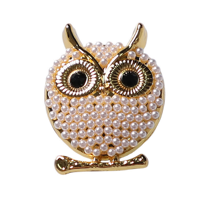 1 Pair Mini Pearls Owl Snap-On Shirt Button Covers - Gold - image 5