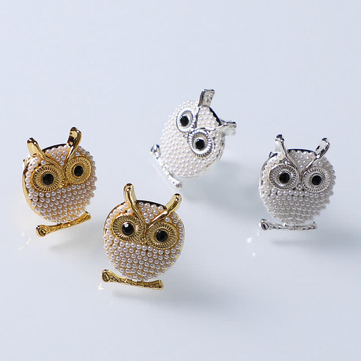 1 Pair Mini Pearls Owl Snap-On Shirt Button Covers