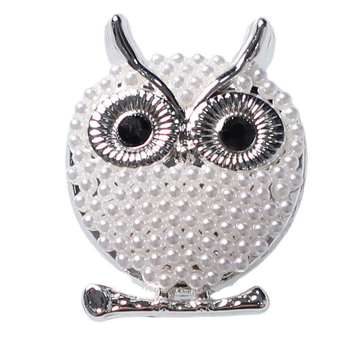1 Pair Mini Pearls Owl Snap-On Shirt Button Covers - Silver - image 2