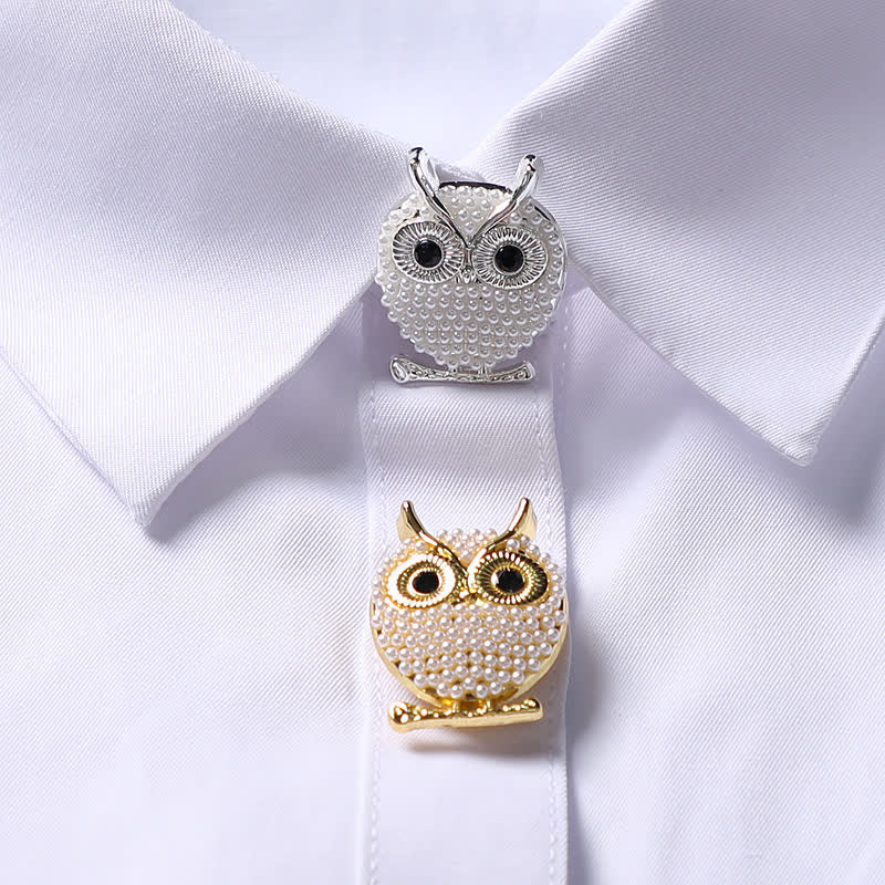 1 Pair Mini Pearls Owl Snap-On Shirt Button Covers