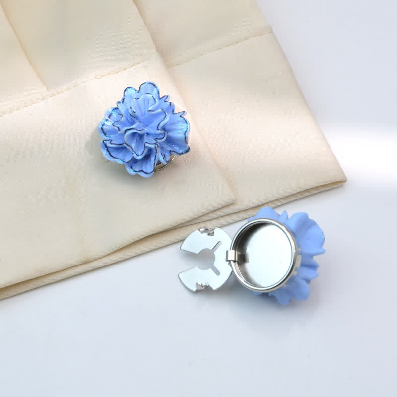 1 Pair Mini Pearls Owl Snap-On Shirt Button Covers - Blue - image 0