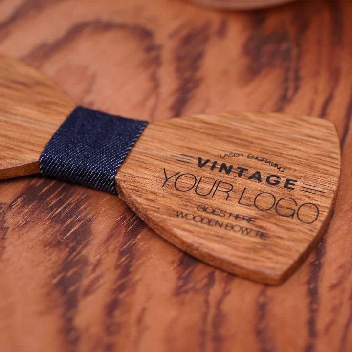 Custom Name Men's Engraved Begonia Wood Wedding Bow Tie