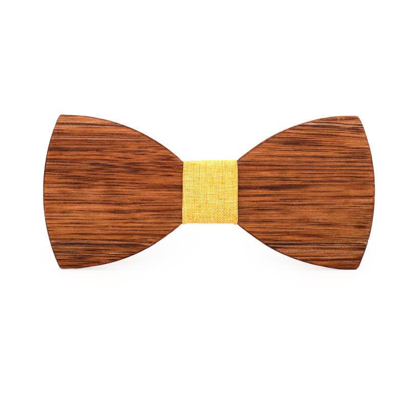 Custom Name Men's Engraved Begonia Wood Wedding Bow Tie