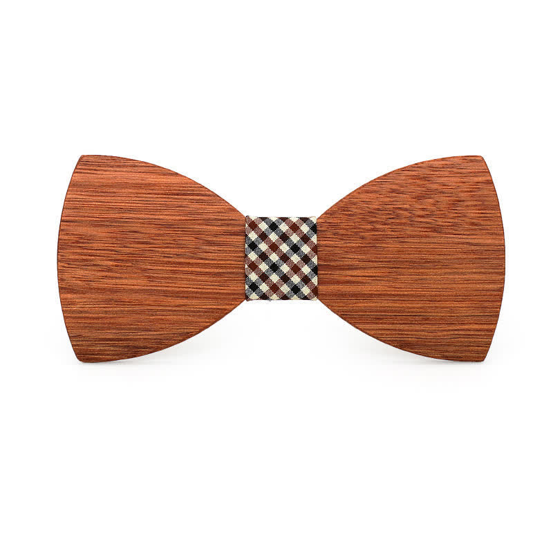 Custom Name Men's Engraved Begonia Wood Wedding Bow Tie