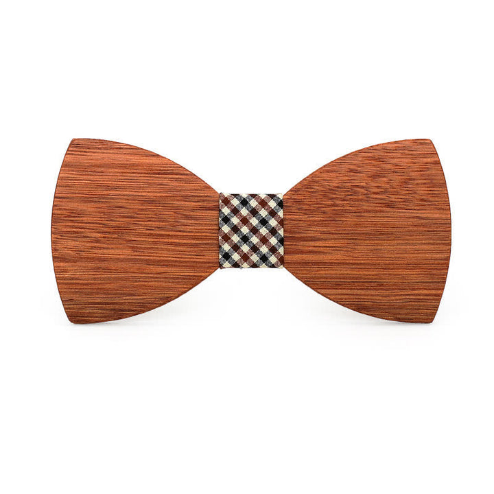 Custom Name Men's Engraved Begonia Wood Wedding Bow Tie