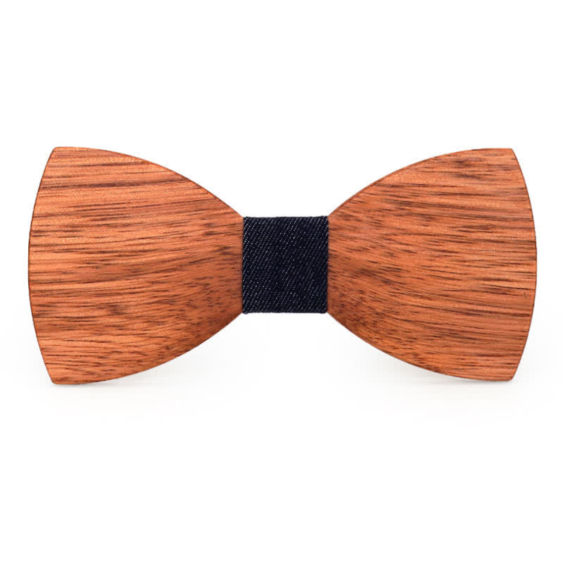 Custom Name Men's Engraved Begonia Wood Wedding Bow Tie