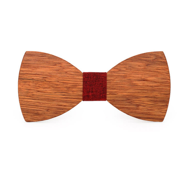 Custom Name Men's Engraved Begonia Wood Wedding Bow Tie
