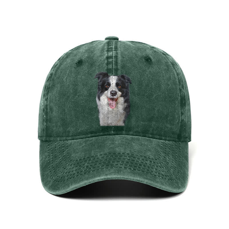 Black Border Collie Dog Lover Adjustable Baseball Cap