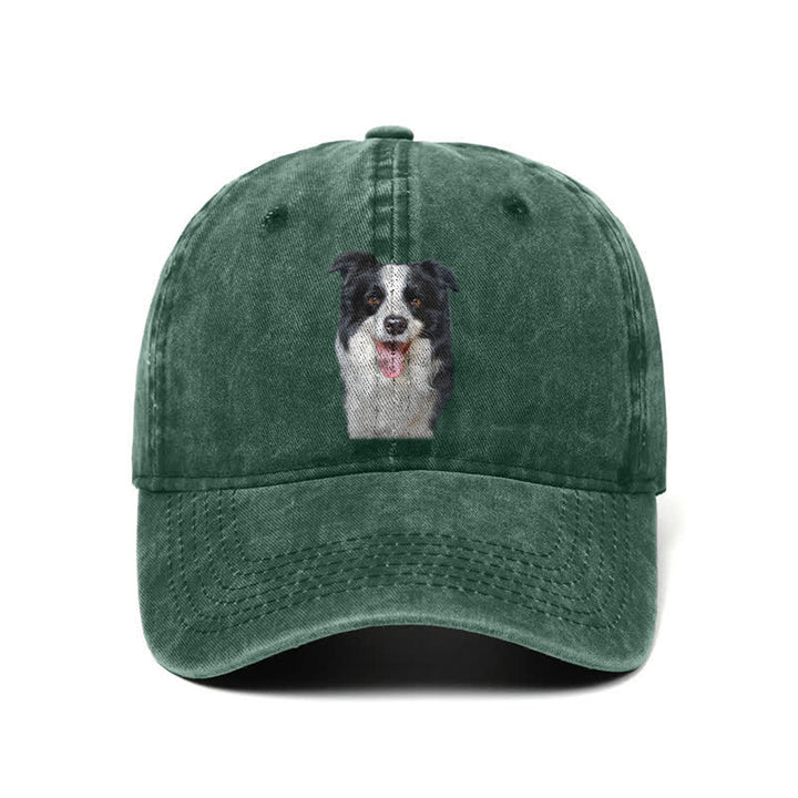 Black Border Collie Dog Lover Adjustable Baseball Cap