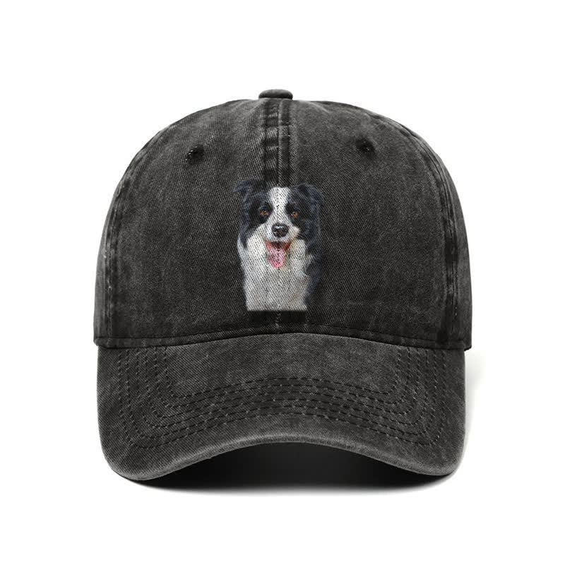 Black Border Collie Dog Lover Adjustable Baseball Cap