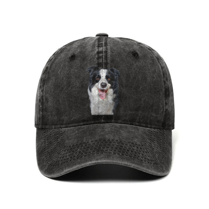 Black Border Collie Dog Lover Adjustable Baseball Cap
