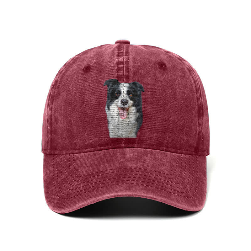 Black Border Collie Dog Lover Adjustable Baseball Cap