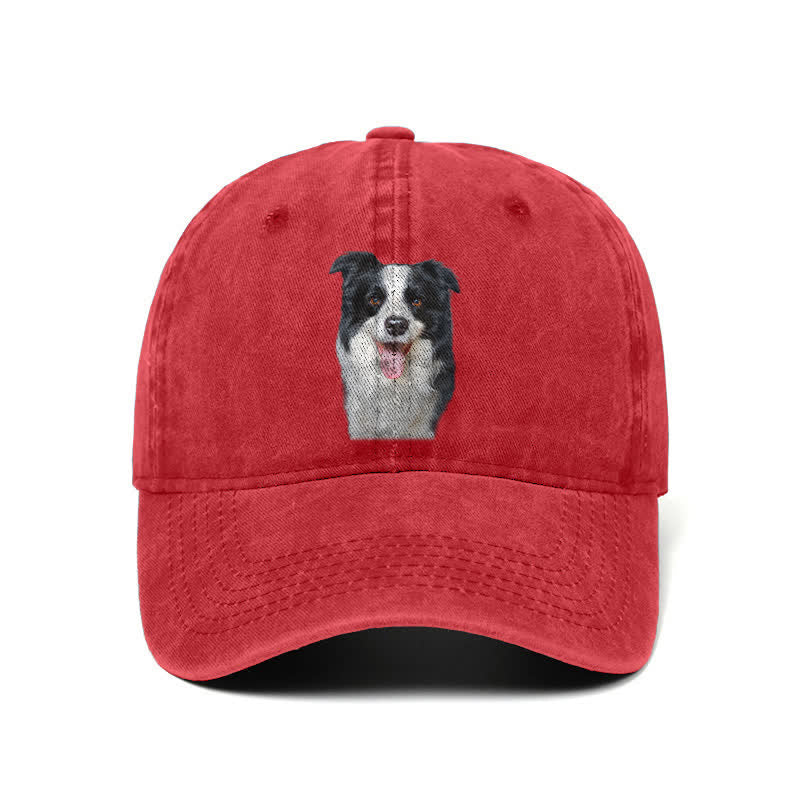Black Border Collie Dog Lover Adjustable Baseball Cap