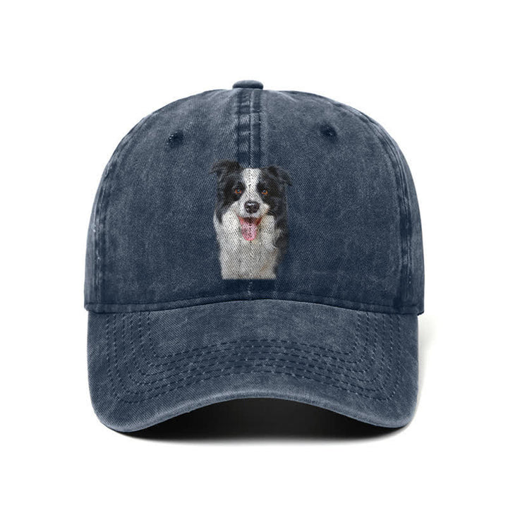 Black Border Collie Dog Lover Adjustable Baseball Cap