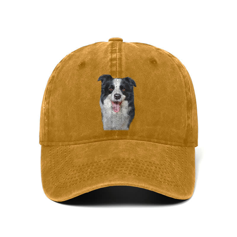 Black Border Collie Dog Lover Adjustable Baseball Cap
