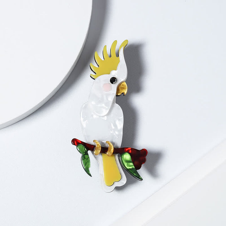 White Parrot Bird Handmade Acrylic Brooch - image 4