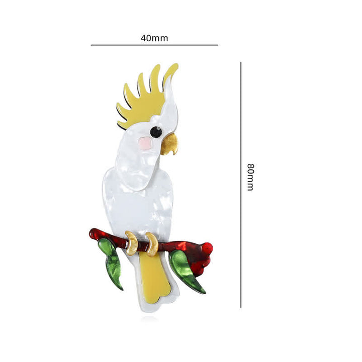 White Parrot Bird Handmade Acrylic Brooch - image 5