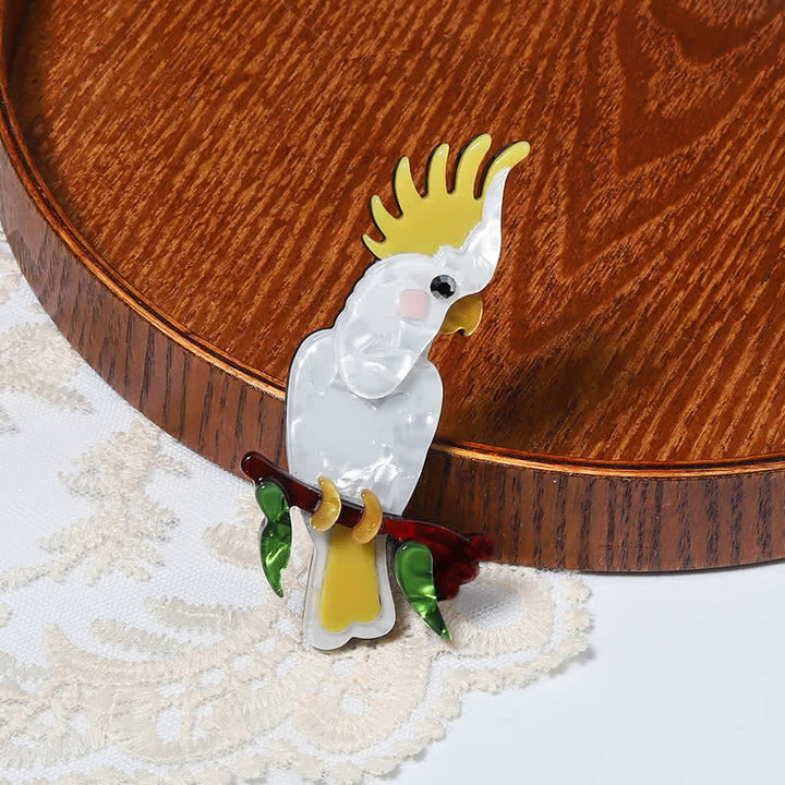 White Parrot Bird Handmade Acrylic Brooch - image 3