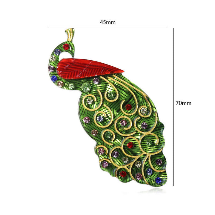 Green Peacock Bird Handmade Acrylic Brooch - image 4