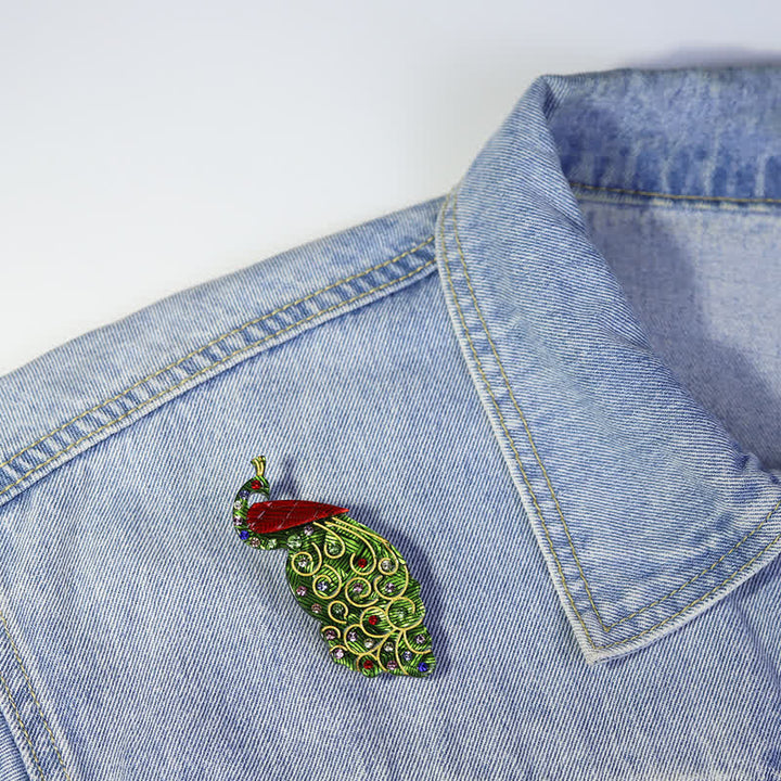 Green Peacock Bird Handmade Acrylic Brooch - image 1