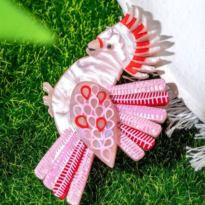 Pink Parrot Bird Handmade Acrylic Brooch - image 1