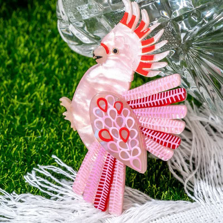 Pink Parrot Bird Handmade Acrylic Brooch - image 2