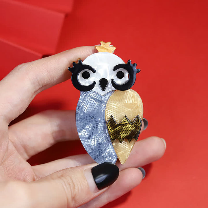 Cute Blue Owl Bird Handmade Acrylic Brooch - image 2