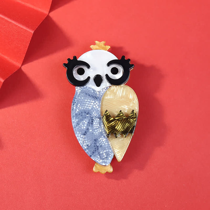 Cute Blue Owl Bird Handmade Acrylic Brooch - Sky Blue - image 0