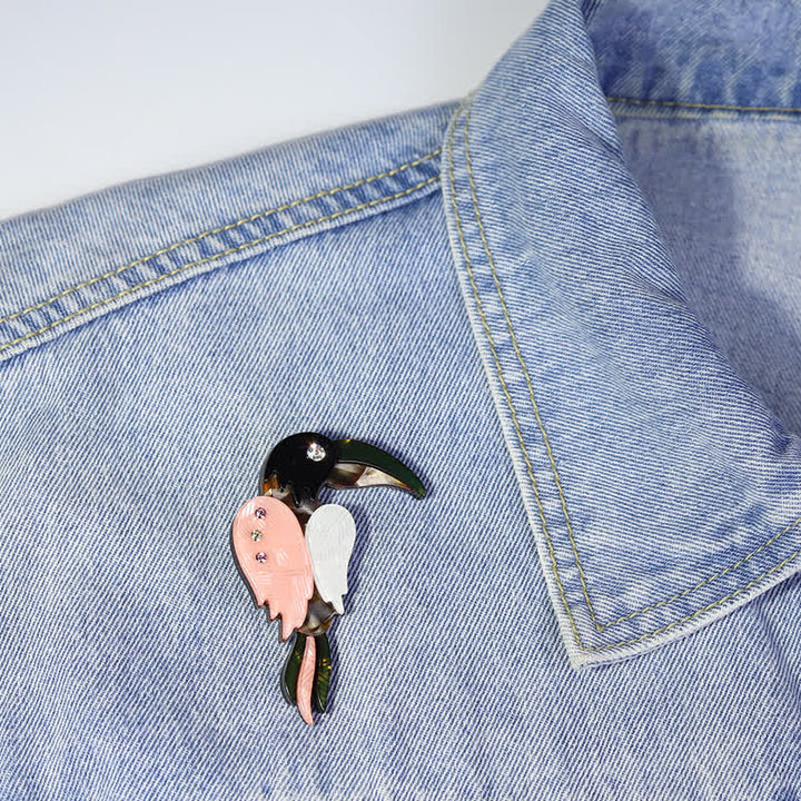 Cartoon Woodpecker Bird Handmade Acrylic Brooch - image 1