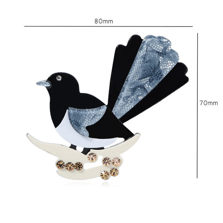 Black & Blue Magpie Bird Handmade Acrylic Brooch - image 5