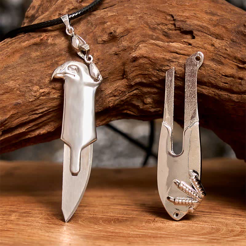 Liberal Hawk Multifunction Pendant Hidden Knife Necklace - Silver - image 6