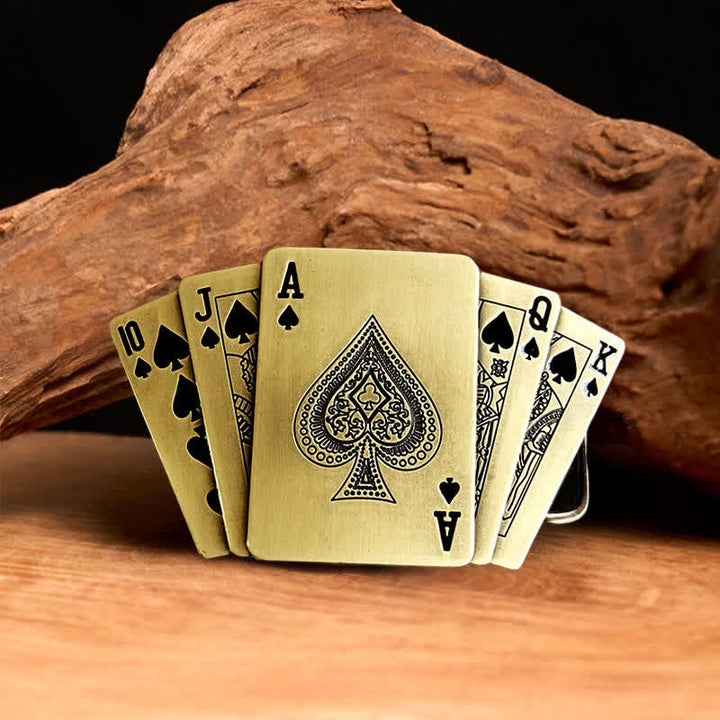 Men's DIY Bronze Royal Flush Leather Belt with Hidden Lighter