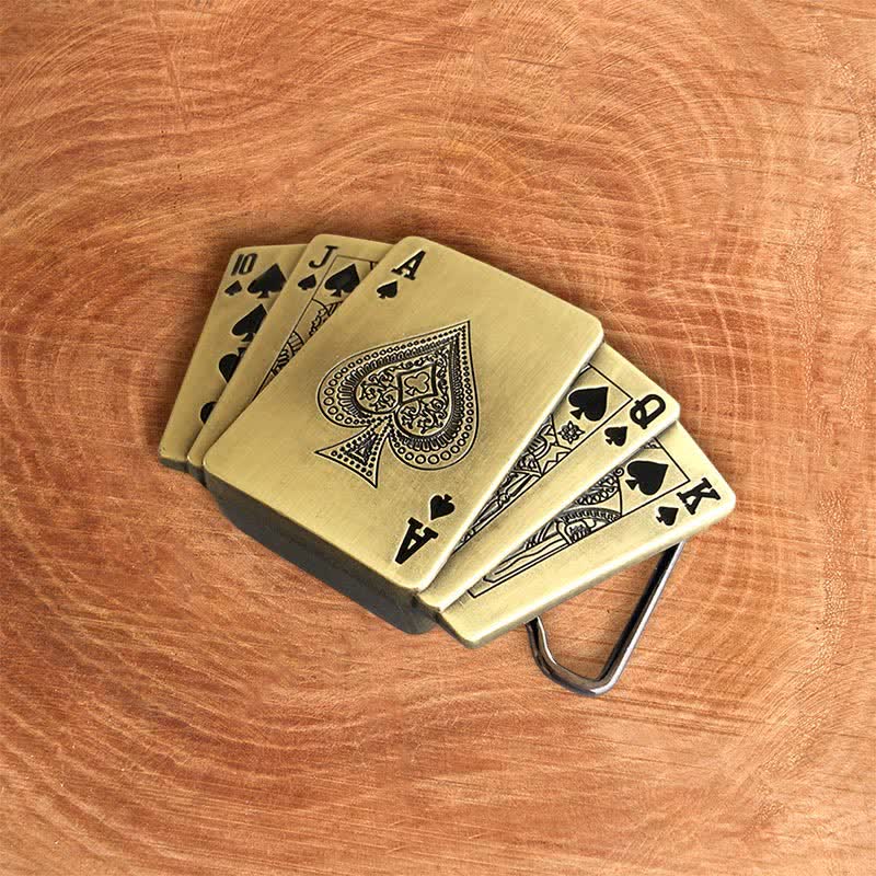 Men's DIY Bronze Royal Flush Leather Belt with Hidden Lighter